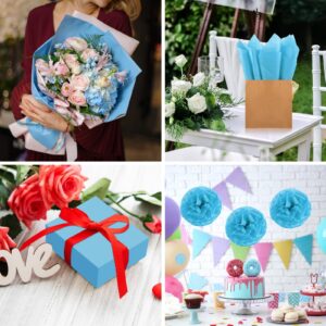 Bouiexye 60 Sheets Baby Blue Tissue Paper Christmas Tissue Paper Bulk Gift Wrapping for DIY Art Craft Floral Birthday Holiday Baby Shower Party （ 20 x 14.5 inches/51x37cm）