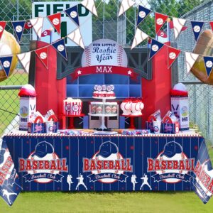 4 Pcs Baseball Party Decorations kit with 3pcs Baseball Theme Tablecloth and 1pc Baseball Banner, Baseball Party Supplies for Kid and Baseball Fans Sports Theme, Birthday Decor