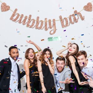 Bubbly Bar Banner, Birthday Wedding Engagement Bridal Shower Bachelorette Champagne Drinks Party Bunting Decorations Supplies Rose Gold Glitter