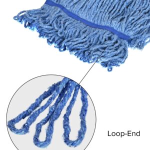 Alpine Industries Cotton Mop Head - Commercial Mop Head Replacement - 32 oz Cotton Blend, 5" Blue Loop End (12 Pack)