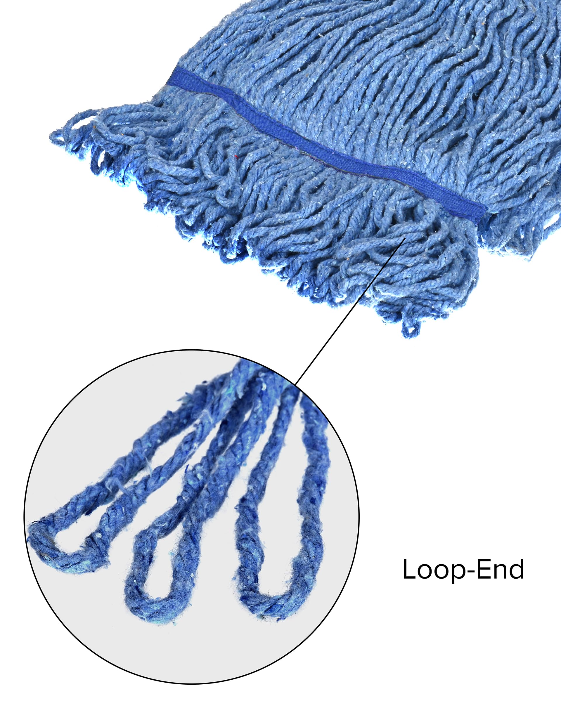 Alpine Industries Cotton Mop Head - Commercial Mop Head Replacement - 32 oz Cotton Blend, 5" Blue Loop End (12 Pack)