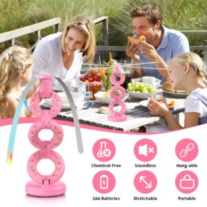 Fly Fans for Tables, Stretchable Fly Repellent Fans Indoor Outdoor Doughnut Food Fans Keep Flies Away, Portable Table Top Fly Spinner with Holographic Blades, Bug Fans for Picnic, Party, BBQ