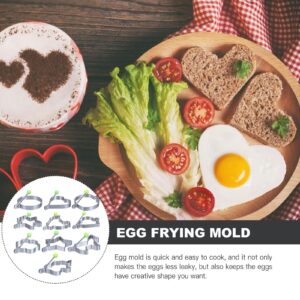 MAGICLULU 10pcs Heart Shape Stainless Steel Frying Molds for Breakfast Cooking for Pancakes and Creative Shapes Kitchen Accessories