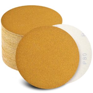 keeimp 6 inch sanding discs hook and loop no hole, da sandpaper for automotive and woodworking, 80, 120, 220, 320, 400 grit, 20 pcs each grit(pack of 100)