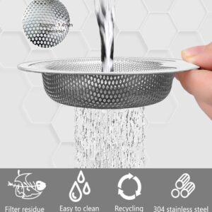 JATYP 2 Pack Kitchen Sink Strainer Stainless Steel with Upgraded Handle, Strainer for Most Sink Strainer Kitchen Drain,Anti-Clogging Drain Basket Collector