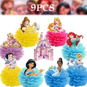 RAdsar 9 Pcs Princess Party Decorations Princess Honeycomb Centerpieces Table Decoration for Princess Theme Party Supplies