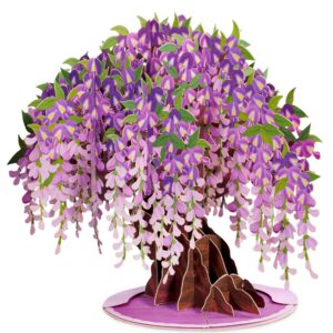 paper love 3d wisteria tree pop up card, with detachable popup keepsake, gift for birthday, mothers day, get well, thank you, all occasion or just because - oversized 10" x 7" cards - includes envelope and note