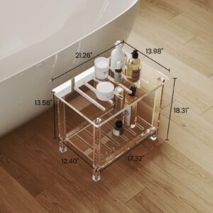 GOIOOIA Acrylic Shower Bench for Inside Shower 13.98" D X 21.26" W X 18.31" H, Heavy Duty (Hold Up to 300lbs) Bathroom Shower Stool with Storage Shelf, for Shaving Legs & Spa, Waterproof Non-Slip