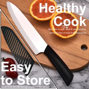 Ceramic Knife and Peeler Set - Ceramic Knives Set for Kitchen - Ceramic Peeler 3" Utility Knife 7" Chef Knife with Sheath Cover