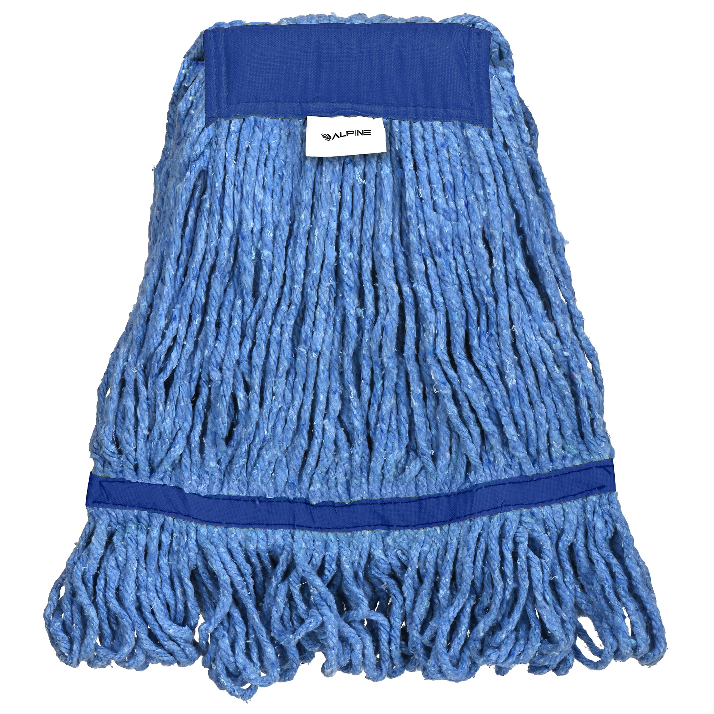 Alpine Industries Cotton Mop Head - Commercial Mop Head Replacement - 32 oz Cotton Blend, 5" Blue Loop End (12 Pack)