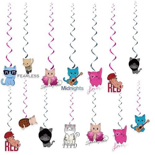 Singer Party Decorations Hanging Swirls, Cat Music Album Party Decorations Singer Birthday Party Supplies Hanging Swirls for Fans Birthday Party Decorations Cutouts