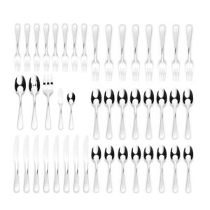 ORNATIVE - Noa Flatware Set with Service for 8, Silverware Set Includes Knives, Forks & Spoons for Home, Kitchen & Restaurant, 18/0 Stainless Steel & Dishwasher Safe - 45 Pieces, Mirror