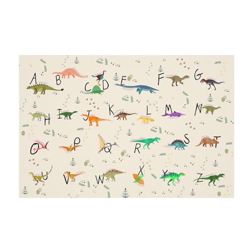 Osimiccp Dinosaur Rug for Boys Bedroom,3'x5' Non-Slip ABC Rug for Kids Playroom,Living Room,Classroom Area Rug Home Decor