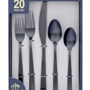 ORNATIVE - Iola Flatware Set with Service for 4, Set Includes Knives, Forks & Spoons for Home, Kitchen & Restaurant, 18/0 Stainless Steel Material & Dishwasher Safe - 20 Pieces, Matte Black