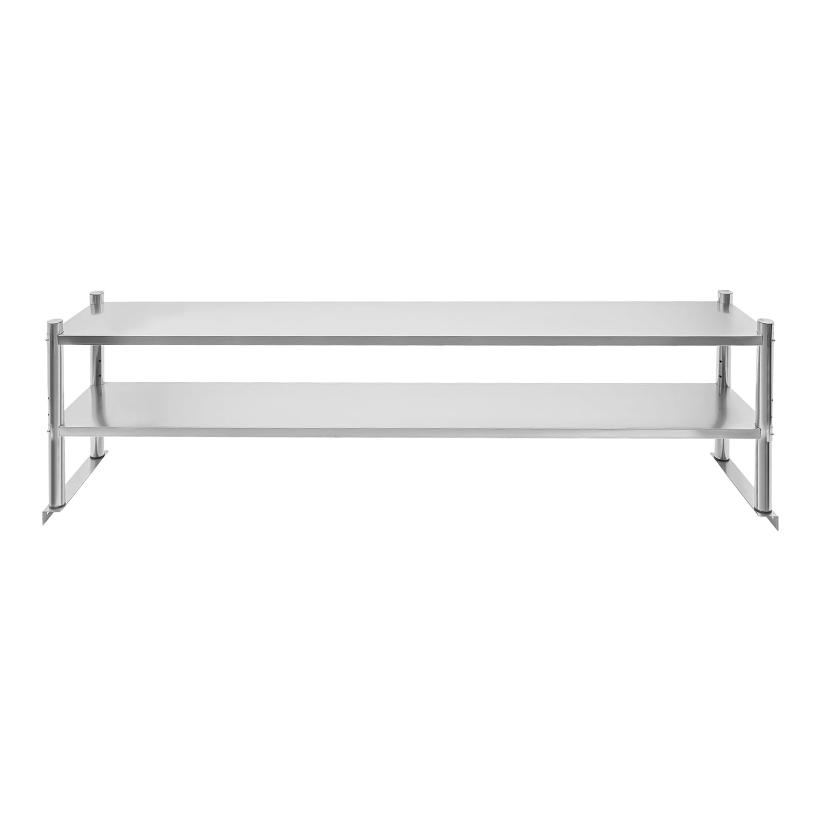 HuaShuani Double Tier Stainless Steel Overshelf, 12 * 71in Commercial 2 Tier Shelving for Kitchen Prep & Work Table, Height Adjustable Storage Rack for Restaurant Warehouse Bar