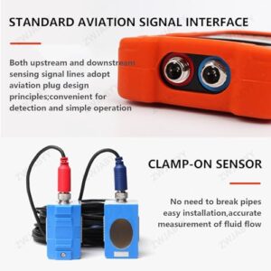 ZWJABYY Ultrasonic Flow Meter TUF-2000H Liquid Water Flow Control Meter Flowmeter Counter LCD Display,with TS-2/TM-1/TL-1 Clamp-on Transducers DN15-DN6000mm,DN50-DN700