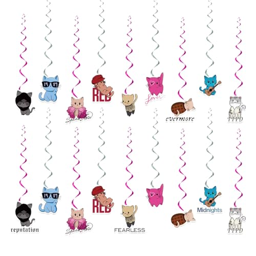 Singer Party Decorations Hanging Swirls, Cat Music Album Party Decorations Singer Birthday Party Supplies Hanging Swirls for Fans Birthday Party Decorations Cutouts