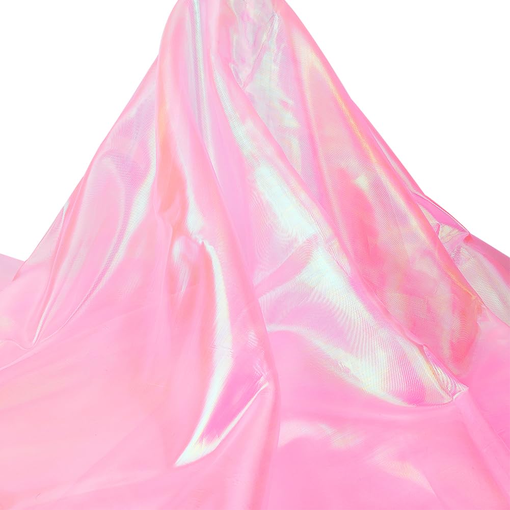 AHANDMAKER Sheer Iridescent Organza Fabric 59 Inch Wide 11 Yards Precut Silky Shiny Organza Fabrics for Shiny Photography Background, Wedding Dress, Fashion, Crafts, DIY Supplies - Pink