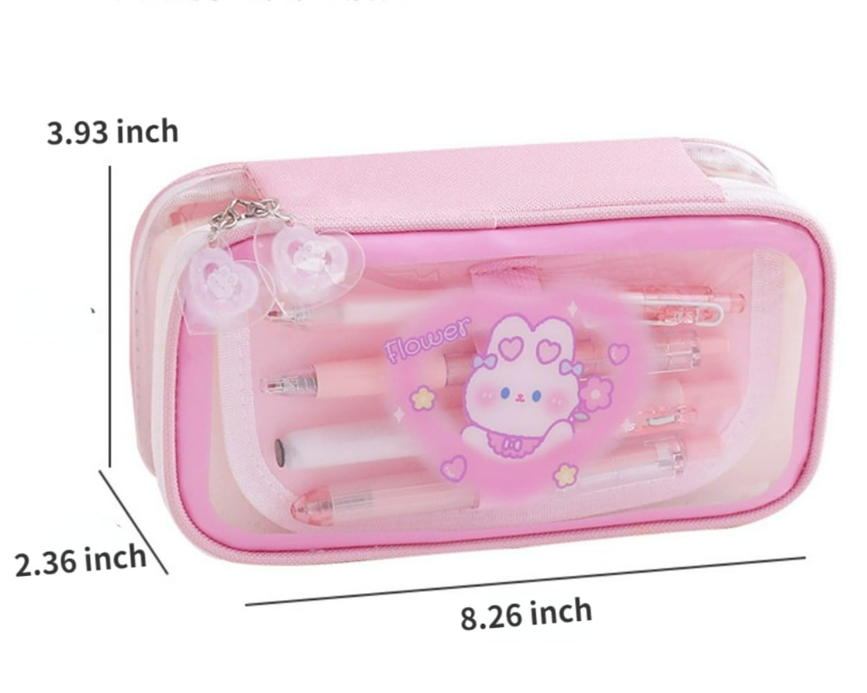 Cute Pencil Case Multilayer Large Capacity Pen Bag Rabbit Kawaii Pen Case Pencil Pouch Gift (Pink)