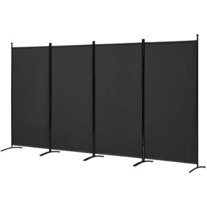 spurgehom room divider 4 panel folding partition privacy screens, freestanding fabric room panel portable room partition wall dividers for home office room restaurant, 136" w x 72" h (black)