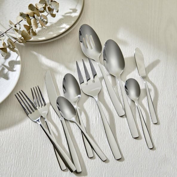 ORNATIVE - Eloise Flatware Set with Service for 8, Silverware Set Includes Knives, Forks & Spoons for Home, Kitchen & Restaurant, 18/0 Stainless Steel & Dishwasher Safe - 45 Pieces, Silver