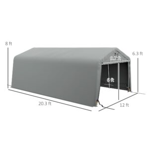 Outsunny 12' x 20' Heavy Duty Carport, Portable Garage Canopy Tent with 2 Ventilation Windows and Large Door, for Car, Truck, Boat, Motorcycle, Bike, Garden Tools, Gray