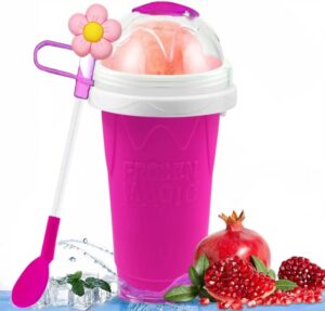 leuaxmy slushie cup slushy maker cup frozen magic squeeze,slushy cup tik tok cool stuff for smoothies drinks juices and soda - homemade diy ice cream(pink, large)