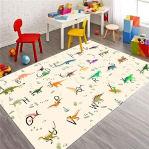 osimiccp dinosaur rug for boys bedroom,3'x5' non-slip abc rug for kids playroom,living room,classroom area rug home decor