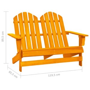 Gecheer 2-Seater Patio Adirondack Chair Folding Fir Solid Wood Double Loveseat, with High Backrest Outdoor All Weather Orange Porch Chair for Backyard, Balcony, Poolside