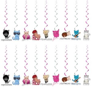 Singer Party Decorations Hanging Swirls, Cat Music Album Party Decorations Singer Birthday Party Supplies Hanging Swirls for Fans Birthday Party Decorations Cutouts