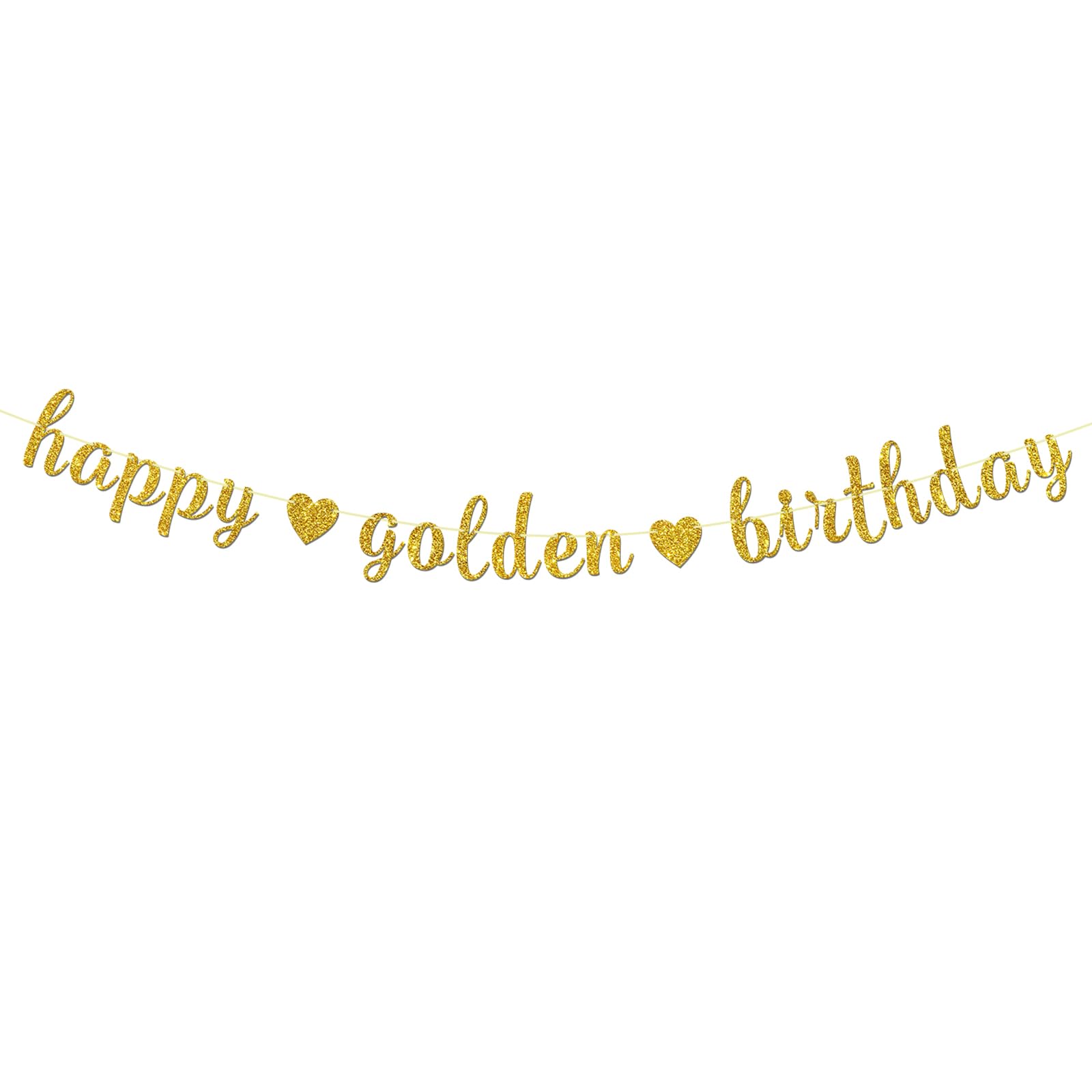 Maicaiffe Happy Golden Birthday Banner - Golden Birthday Party Decor - Stay Golden - Happy Birthday Party Decorations, Gold Glitter