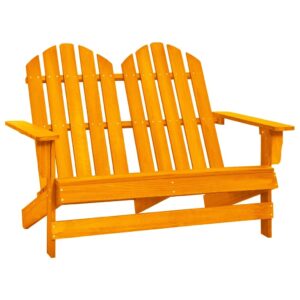 gecheer 2-seater patio adirondack chair folding fir solid wood double loveseat, with high backrest outdoor all weather orange porch chair for backyard, balcony, poolside