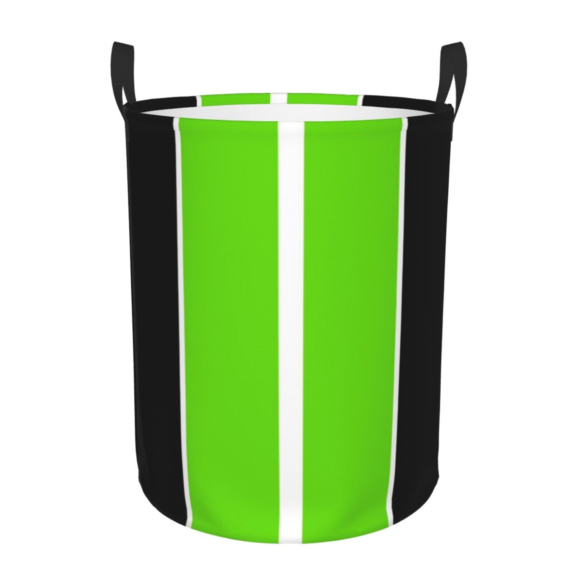 Large Laundry Basket, Lime Green Black White Stripes Collapsible Laundry Hamper Dirty Clothes Washing Bin for College Dorm Storage Essentials