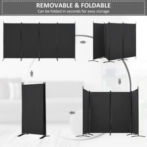 Spurgehom Room Divider 4 Panel Folding Partition Privacy Screens, Freestanding Fabric Room Panel Portable Room Partition Wall Dividers for Home Office Room Restaurant, 136" W X 72" H (Black)