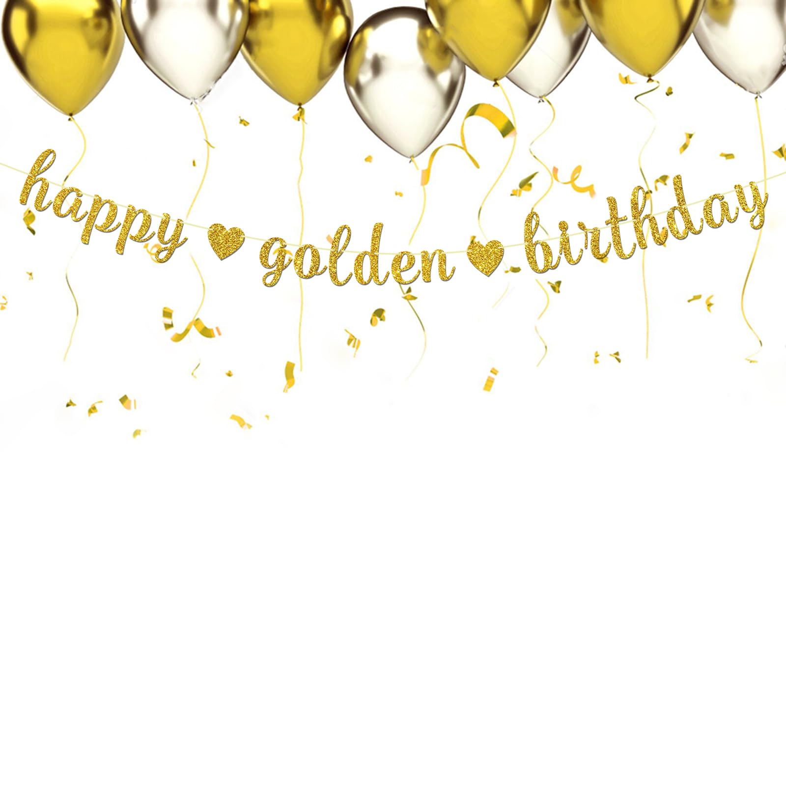 Maicaiffe Happy Golden Birthday Banner - Golden Birthday Party Decor - Stay Golden - Happy Birthday Party Decorations, Gold Glitter