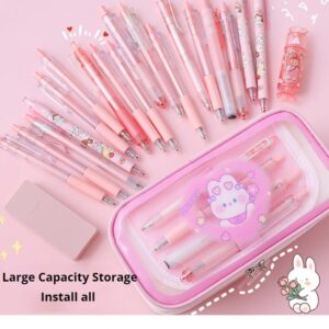 Cute Pencil Case Multilayer Large Capacity Pen Bag Rabbit Kawaii Pen Case Pencil Pouch Gift (Pink)