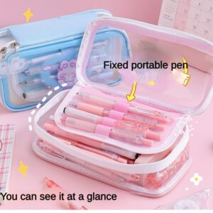 Cute Pencil Case Multilayer Large Capacity Pen Bag Rabbit Kawaii Pen Case Pencil Pouch Gift (Pink)