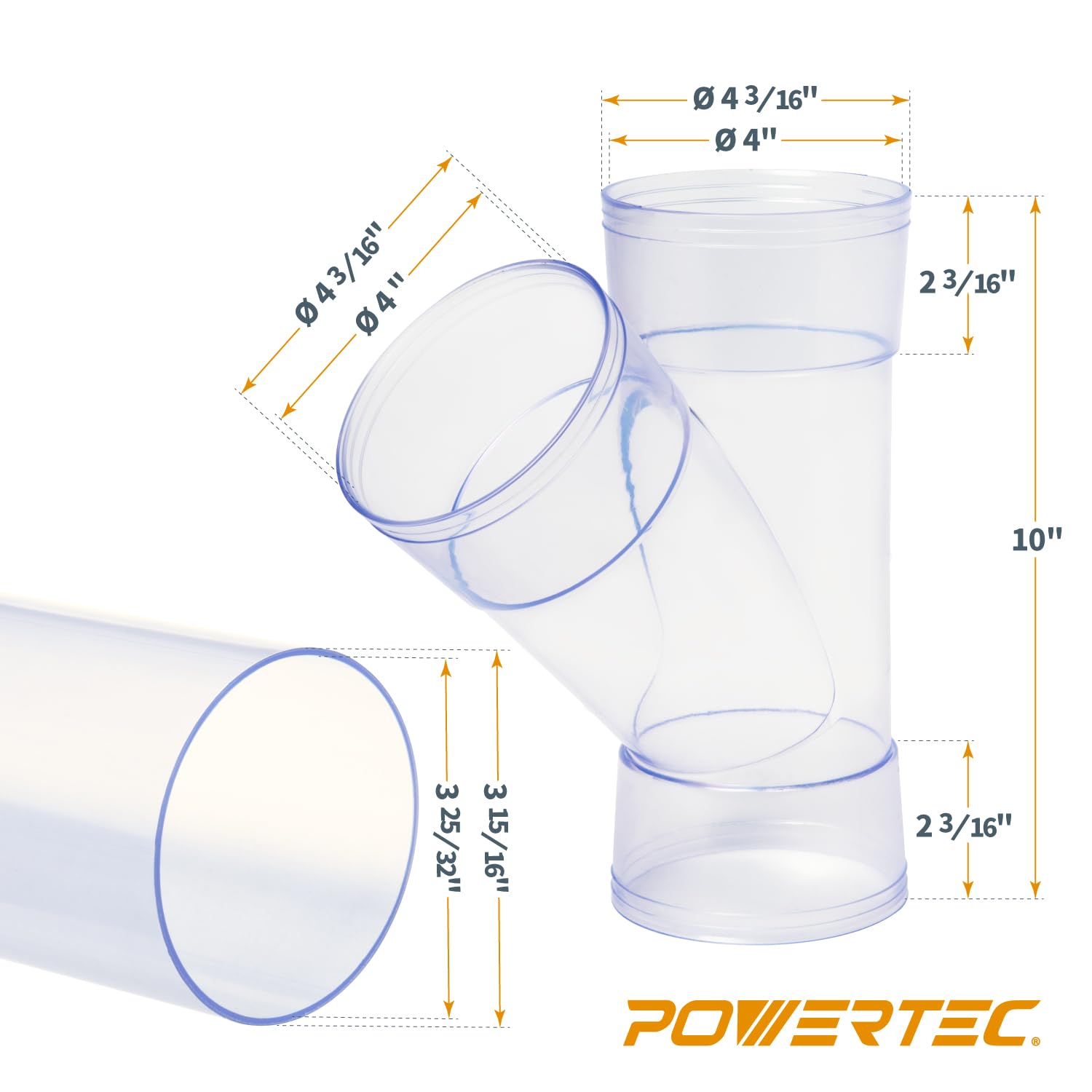 POWERTEC 70306 4 Inch Dust Collection Fittings Network with Dust Hose Splice, Blast Gates, Pipes, 90-Degree Elbow Connector, Y-fittings, Mounting Brackets