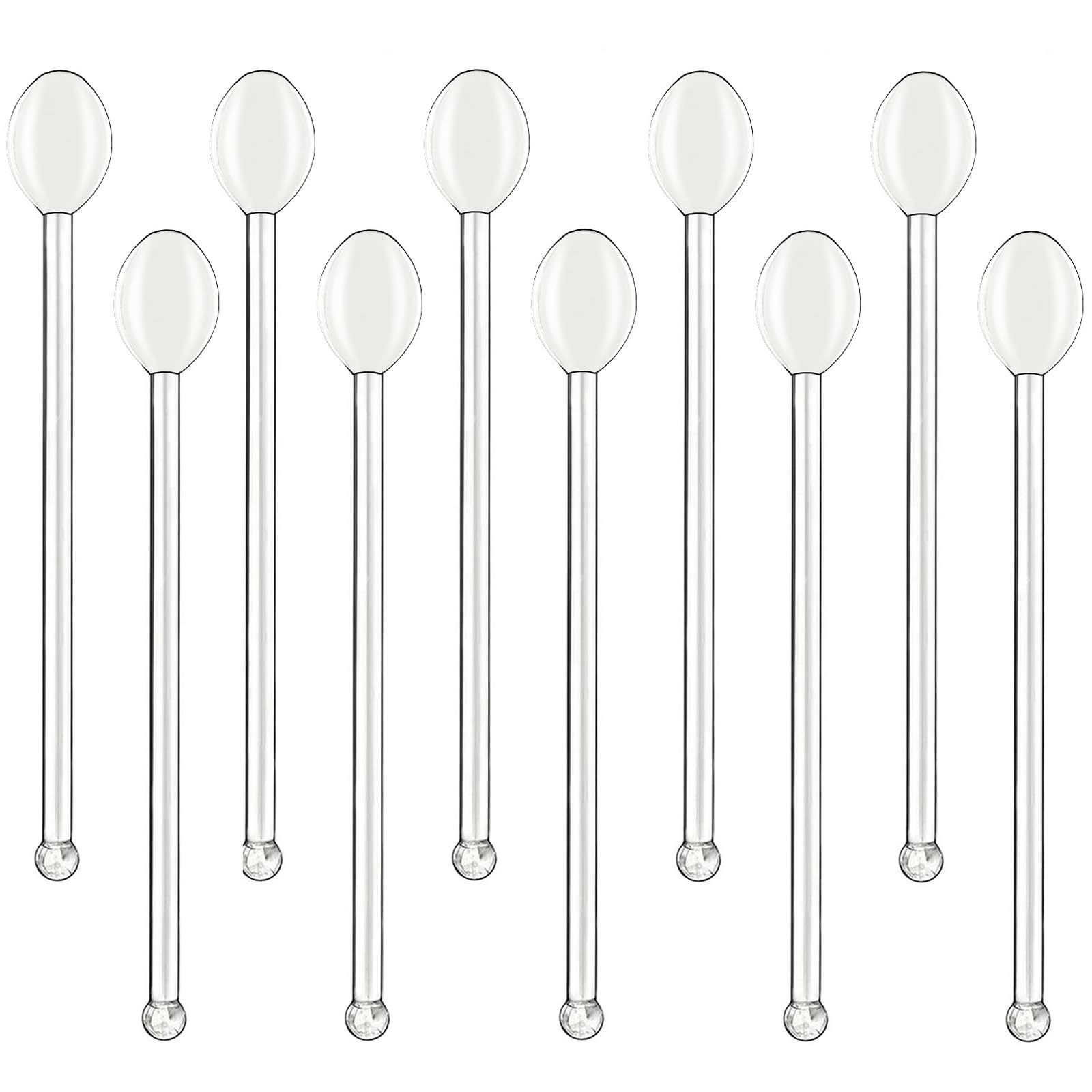 10Pcs Clear Glass Spoons,Heat Resistant Glass Teaspoons,5.8inch Mini Coffee Stirring Spoon,for Cold Drink Yogurt Cocktail Desserts Ice Cream Appetizers