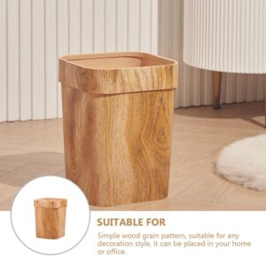 Ciieeo Imitation Wood Grain Trash Can Retro Square Wastebasket Decorative Storage Bins Small Plastic Trash Can Bathroom Garbage Can Flower Holder Bucket for Home Kitchen 12L