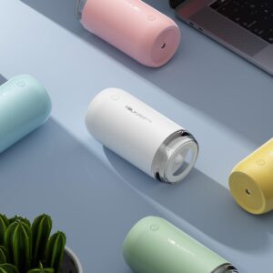 Portable Mini Humidifier, 350ml Quiet Small Cool Mist Humidifiers USB Personal Desktop Humidifier for Bedroom Office Plants Car Baby Nursery with 2 Mist Modes Auto Shut-off (Green)