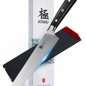 KYOKU 8.5" Kiritsuke Chef Knife, Samurai Series Japanese Chef Knife with Pakkawood Handle, Japanese High Carbon Steel Knife for Kitchen