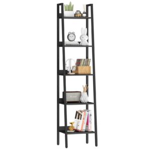 yoobure ladder shelf, 5 tier tall ladder bookshelf corner shelf, industrial book shelf ladder bookcase narrow, standing storage shelves display shelf for bedroom living room office kitchen bathroom