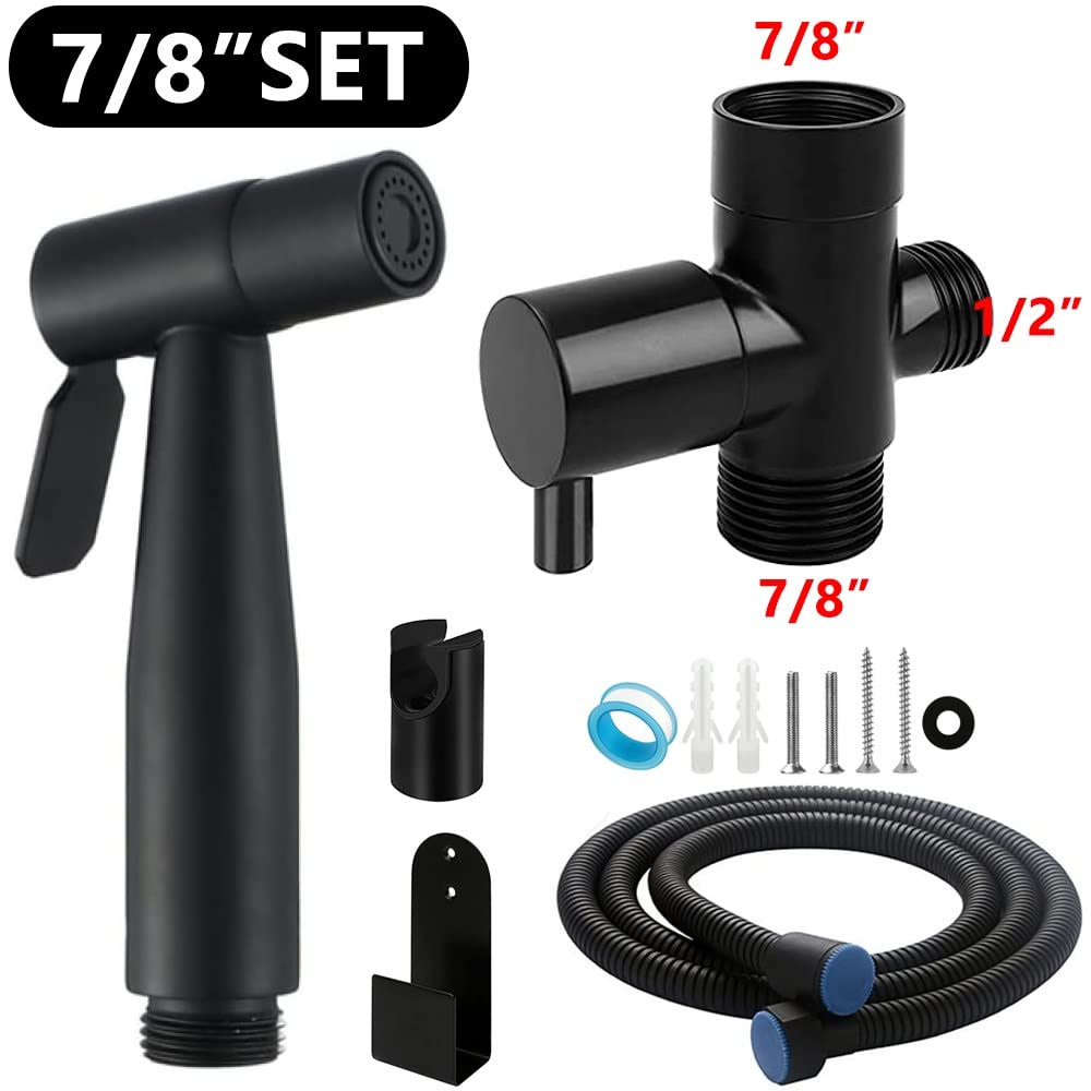 Black Toilet Bidet Sprayer Kit Set Hand Hold Stainless Steel for Bathroom Personal Cleanse Faucet (Color : D) (E)