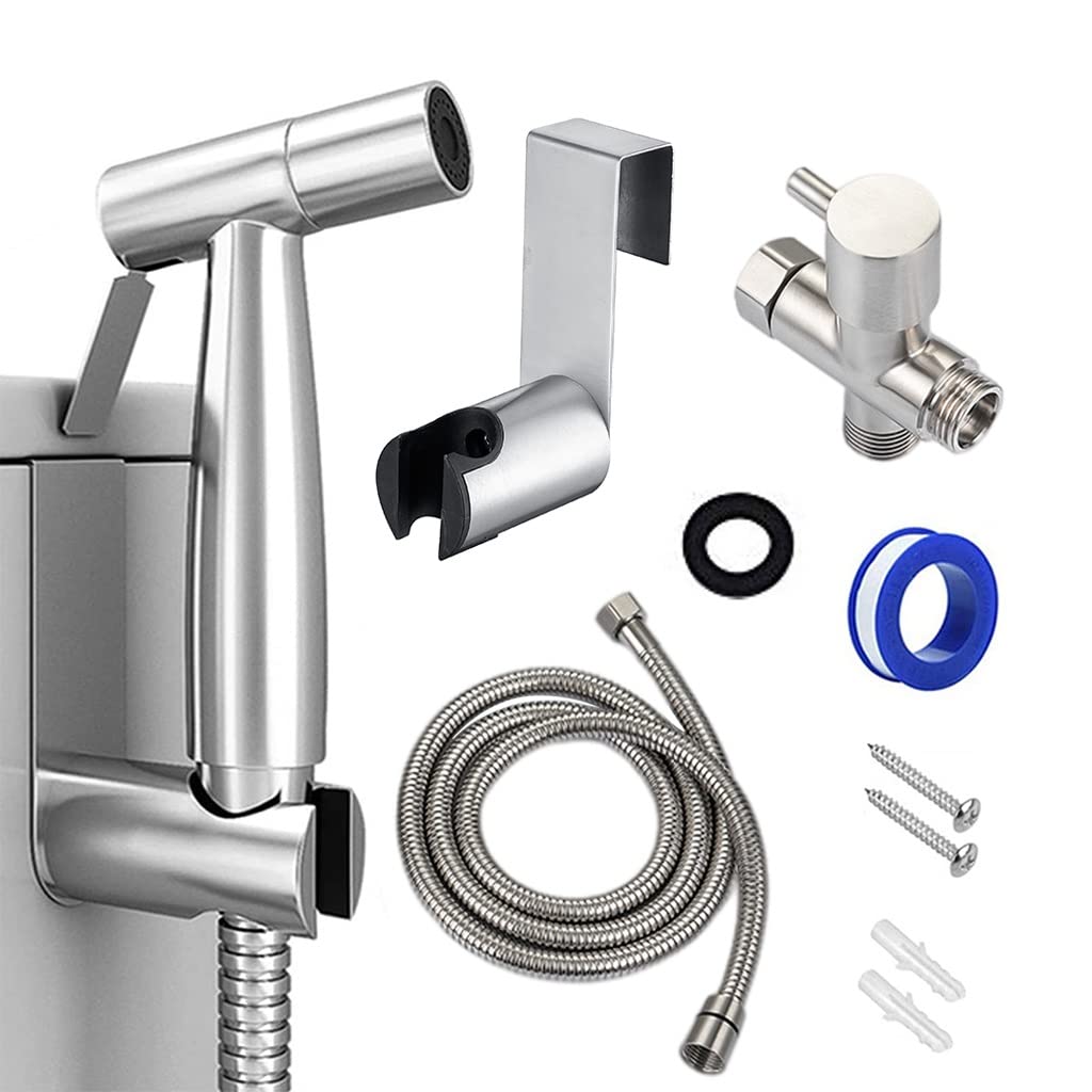 Handheld Toilet Bidet Sprayer Set Kit Stainless Steel Hand Faucet for Bathroom Shower Head Self Cleaning