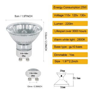 ZOHOJOV 7 Pack 120V 25 Watt GU10 Bulb, NP5 Replacement Scentsy Light Bulbs for Wax Warmer, MR16 Dimmable Halogen Bulbs for Track/Recessed/Accent Lighting, Warm White, 2800K