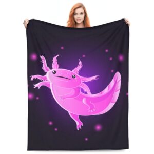 axolotl blanket cute pink axolotl fish blanket throw bedding room decor flannel blankets for boys girls for sofa couch living room bed camping travel 60"x50" axolotl decor stickers black background