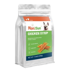 MON2SUN Dog Treats, Chicken Jerky Strips for Small Dogs, High Protein & Grain Free Dog Snacks, Easy to Digest Dog Training Treats (Chicken, 17.64 Ounce -Pack of 1)