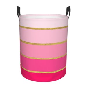 large laundry basket, hot pink & gold modern collapsible laundry hamper dirty clothes washing bin for college dorm storage essentials