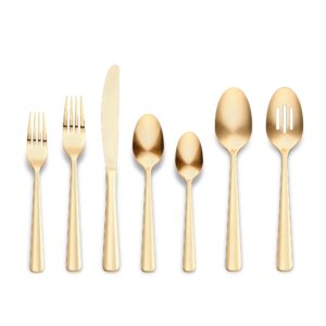 ornative - alicja silverware set w/buf with drawer organizer & service for 8, set includes knives, forks & spoons for home, kitchen & restaurant, 18/0 stainless steel & dishwasher safe - 42 pcs, gold